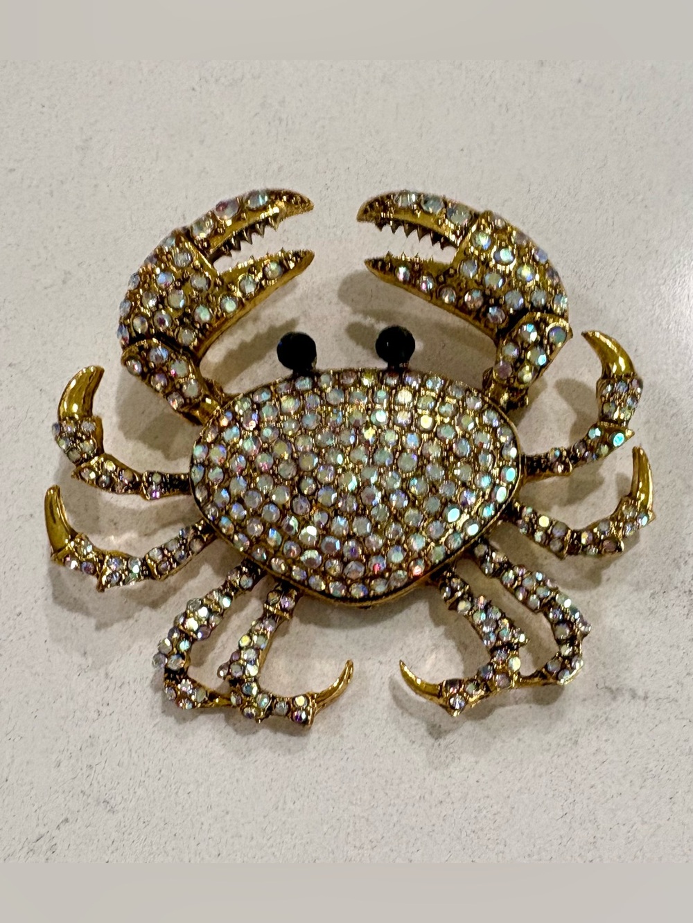 Vintage Heidi Daus Signed Stunning Crystal Rhinestone Chesapeake Crab Brooch